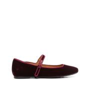 Tod's Bordeaux Röd Platta Skor Red, Dam