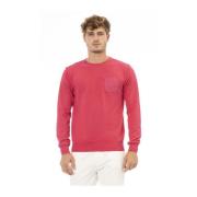 Baldinini Röd Bomull Crewneck Tröja Framficka Red, Herr