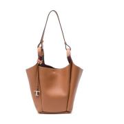 Tod's Brun läder trapeze axelväska Brown, Dam