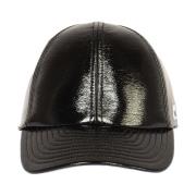 Courrèges Svart Vinyl Cap Hatt Black, Dam