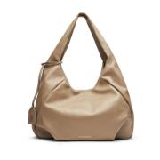 Stuart Weitzman Slouchy Hobo Väska med Bred Handtag Beige, Dam