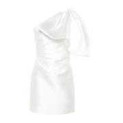 Solace London Vit One-Shoulder Klänning med Oversize Båge White, Dam