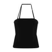 The Attico Elegant Svart Top Aw24 Black, Dam