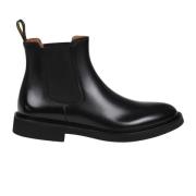 Doucal's Svarta Läder Chelsea Ankelboots Black, Herr