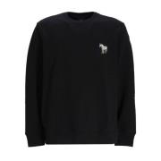 PS By Paul Smith Zebra Logo Svart Bomullsweatshirt Black, Herr