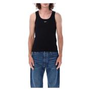 Off White Svart Ribbad Tanktop Aw24 Black, Herr