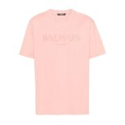 Balmain Laxrosa Logo Broderad Jersey Tee Pink, Herr