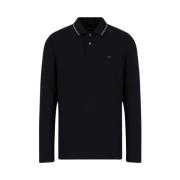 Emporio Armani Långärmad Polo Tröja Blue, Herr