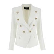 Balmain Elegant White Jacquard Blazer White, Dam