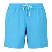 MC2 Saint Barth Stretch Swimshort med Logo Broderi Blue, Herr