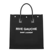 Saint Laurent Logo-Print Tote Bag Black, Herr