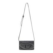 Diesel Rhinestone Embellished Wallet Bag Black, Dam