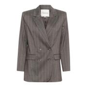 My Essential Wardrobe Grå Blazer Jacka med Vit Rand Gray, Dam