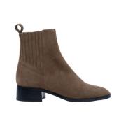 Parallele Taupe Mocka Fyrkantig Tå Bootie Brown, Dam