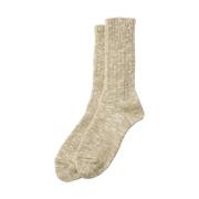 RoToTo Beige Slub Crew Socks Beige, Herr