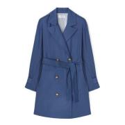 Motivi Kort dubbelknäppt trenchcoat Blue, Dam