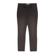 Motivi Svarta Skinny Jeans med knappdetalj Black, Dam