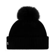 Yves Salomon Beanie med logotyp Black, Dam