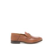 Salvatore Ferragamo Gancini Logo Läderloafers Brown, Dam