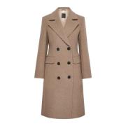 InWear Klassisk Lapel Coat i Sandy Grey Melange Beige, Dam