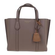 Tory Burch Tredelad mussla Tote Väska Brown, Dam