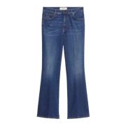 Max Mara Weekend Slim Flare Cropped Denim Jeans Blue, Dam