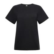 TotêMe Svart Crew Neck T-shirt med Flare Ärmar Black, Dam