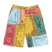 Marcelo Burlon Gula Shorts Ss22 Elastisk Midja Multicolor, Herr