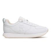 Tommy Hilfiger Casual Leather Runner Sneakers White White, Dam