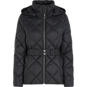 Tommy Hilfiger Quiltad Bältesjacka i Svart Black, Dam