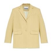 Ganni Randigt mönster blazer Beige, Dam