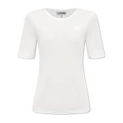 Ganni Randig T-shirt White, Dam