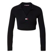 Tommy Jeans Badge Rib Krage Tröja Black, Dam