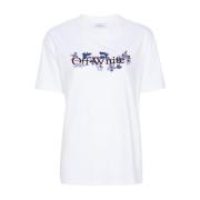 Off White Bomull Jersey Logo Print T-shirts White, Dam