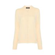 Fabiana Filippi Gul Merinoull Cardigan med Perforerad Detalj Beige, Da...