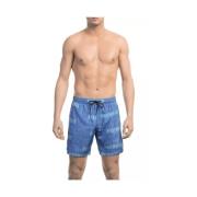 Bikkembergs Blå All-over Print Badshorts Blue, Herr