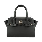 Michael Kors Svart Läder Flap Satchel Handväska Black, Dam