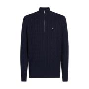 Tommy Hilfiger Blå Half Zip Sweatshirt Klassisk Stil Blue, Herr