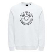 Only & Sons Vanlig Logo Hoodie White, Herr