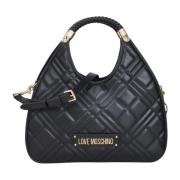 Love Moschino Quiltad handväska med avtagbar rem Black, Dam