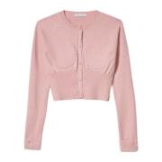 Mar De Margaritas Rosa Cardigan Crop Sweater Pink, Dam