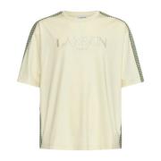 Lanvin Ljusgul Bomullst-shirt med Logotyp Beige, Herr