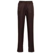 Kiton Cedar Brown Tapered Byxor Brown, Herr