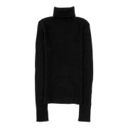 Roberto Collina Lyxig Svart Mouline Turtleneck Tröja Black, Dam