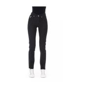 Baldinini Vanliga Skinny Jeans med Trefärgad Insats Black, Dam