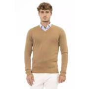 Baldinini Beige V-Neck Modal Cashmere Sweater Beige, Herr