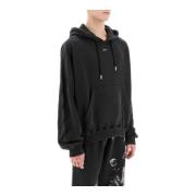 Off White S. Matthew Grafiskt Tryck Hoodie Gray, Dam