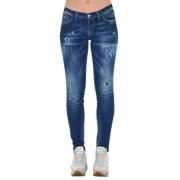 Frankie Morello Chic Tvättad Skinny Denim Jeans Blue, Dam