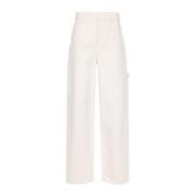 Max Mara Vita Denim Wide Leg Byxor White, Dam