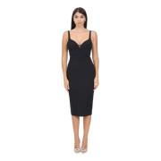 Elisabetta Franchi Svart Midi Klänning Cup-Cut Stretch Crêpe Black, Da...